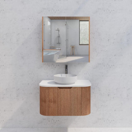 RIVA GENEVA FLUTED Solid Timber Mirror Shaving Cabinet 750mm