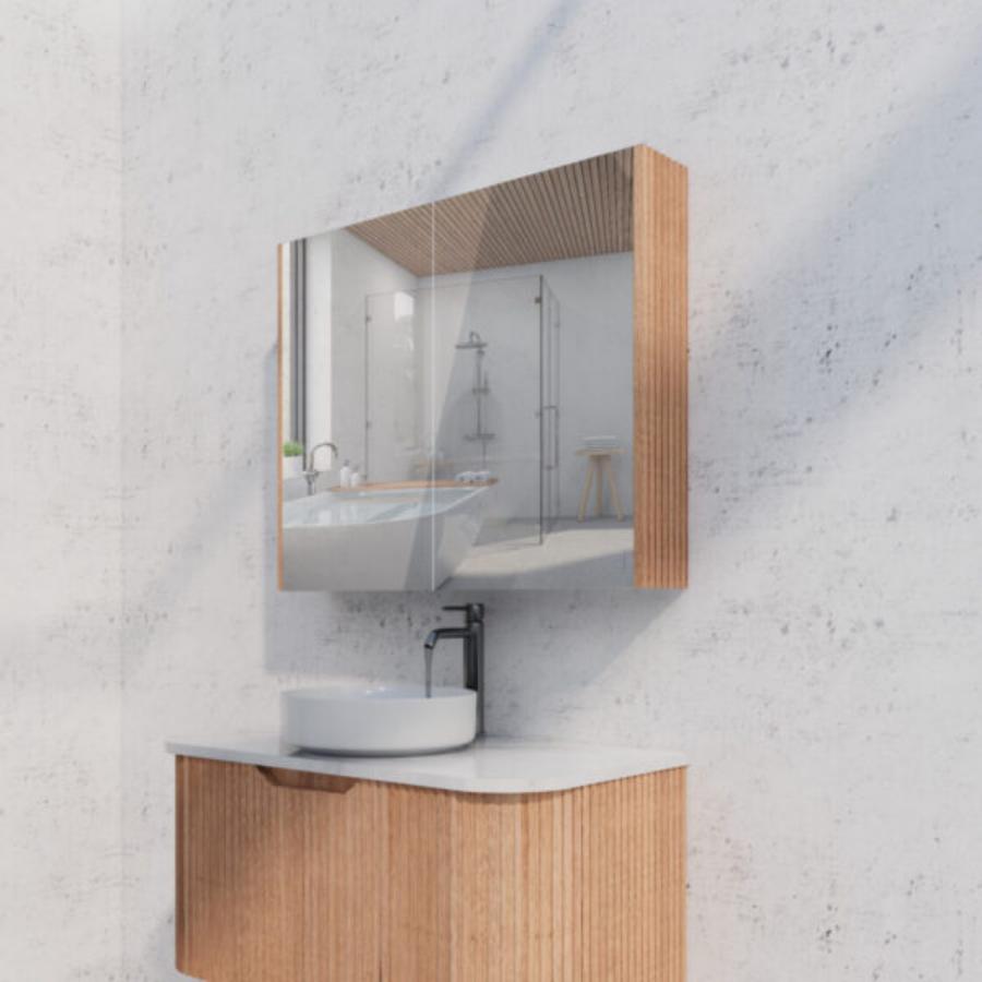 RIVA GENEVA FLUTED Solid Timber Mirror Shaving Cabinet 900mm