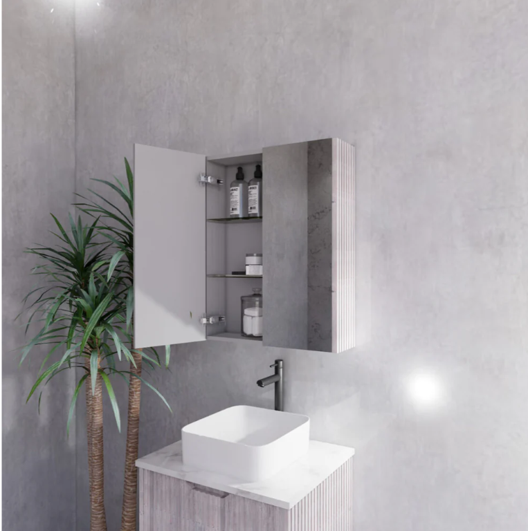 RIVA Geneva Fluted White Oak Mirror Shaving Cabinet (Optional Sizes)
