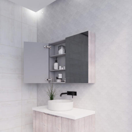 RIVA GENEVA FLUTED White Oak Mirror Shaving Cabinet 900mm