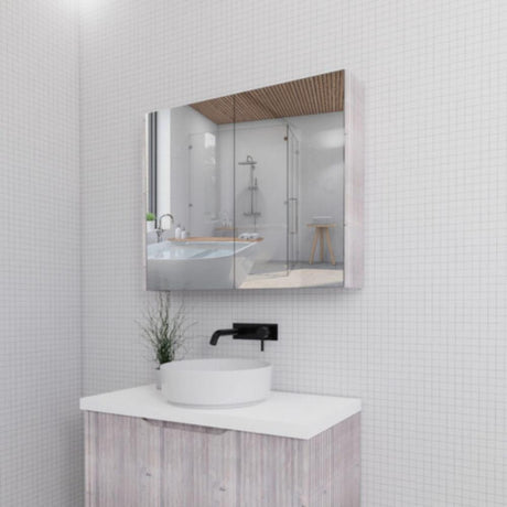 RIVA GENEVA FLUTED White Oak Mirror Shaving Cabinet 900mm