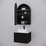 RIVA LONDON Matte Black Arch Shaving Cabinet 600mm