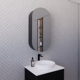 RIVA LONDON Matte Black Oval Shaving Cabinet 450mm