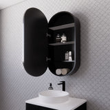 RIVA LONDON Matte Black Oval Shaving Cabinet 450mm