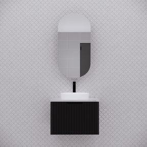 RIVA LONDON Matte Black Oval Shaving Cabinet 450mm
