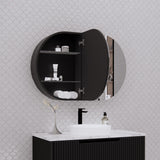 RIVA LONDON Matte Black Oval Shaving Cabinet 870mm-3