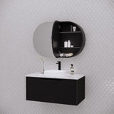 RIVA LONDON Matte Black Oval Shaving Cabinet 870mm-4