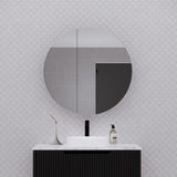 RIVA LONDON Matte Black Round Shaving Cabinet 800mm