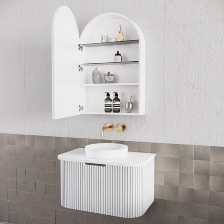 RIVA LONDON Matte White Arch Shaving Cabinet 600mm