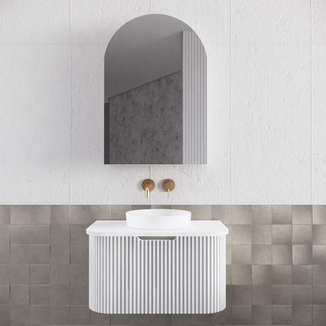 RIVA LONDON Matte White Arch Shaving Cabinet 600mm