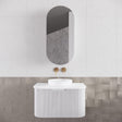 RIVA LONDON Matte White Oval Mirror Cabinet 455x870x140mm
