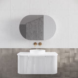 RIVA LONDON Matte White Oval Shaving Cabinet 870mm-1
