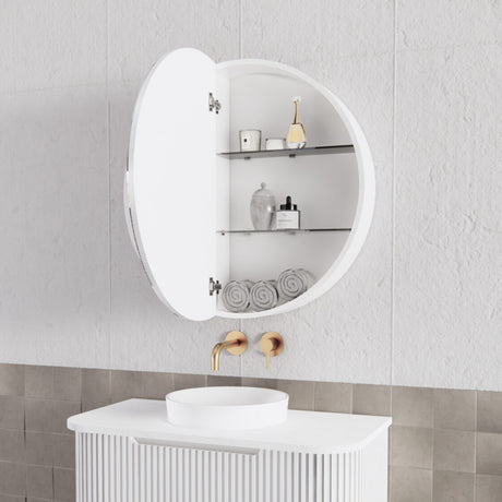 RIVA LONDON Matte White Round Shaving Cabinet 800mm