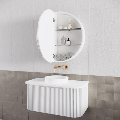 RIVA LONDON Matte White Round Shaving Cabinet 800mm