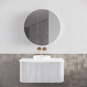RIVA LONDON Matte White Round Shaving Cabinet 800mm
