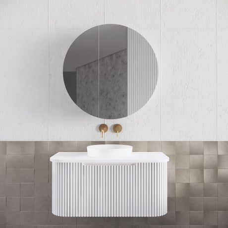 RIVA LONDON Matte White Round Shaving Cabinet 800mm