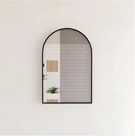 RIVA Matte Black Frame Arch Mirror (900x600mm)