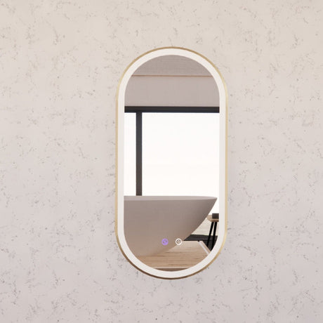RIVA O1 LED Oval Frame Mirror 900/1200mm Brushed Gold