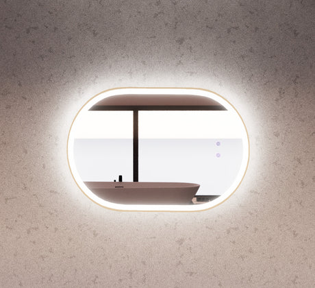 RIVA O1 LED Oval Frame Mirror 900/1200mm Brushed Gold