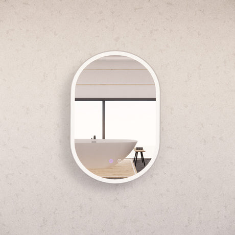 RIVA O1 LED Oval Frame Mirror 900/1200mm Brushed Nickel