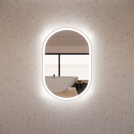 RIVA O1 LED Oval Frame Mirror 900/1200mm Brushed Nickel