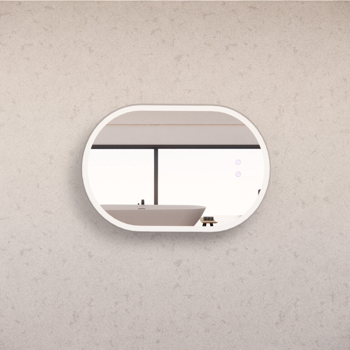 RIVA O1 LED Oval Frame Mirror 900/1200mm Brushed Nickel