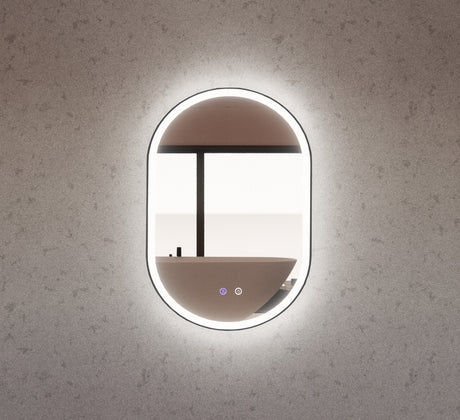 RIVA O1 LED Oval Frame Mirror 900/1200mm Matte Black