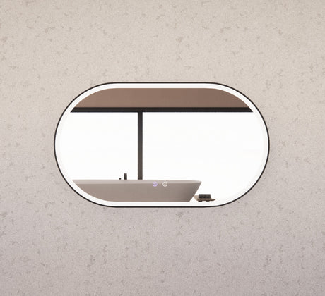 RIVA O1 LED Oval Frame Mirror 900/1200mm Matte Black