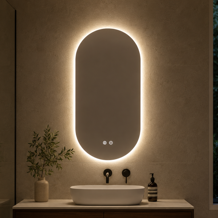 RIVA O2 Backlit LED Oval Frameless Mirror 900/1200/1500mm