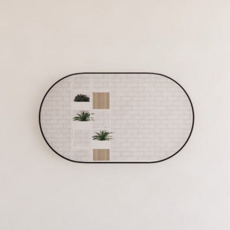 RIVA Oval Framed Mirror 1200x700mm - Matte Black