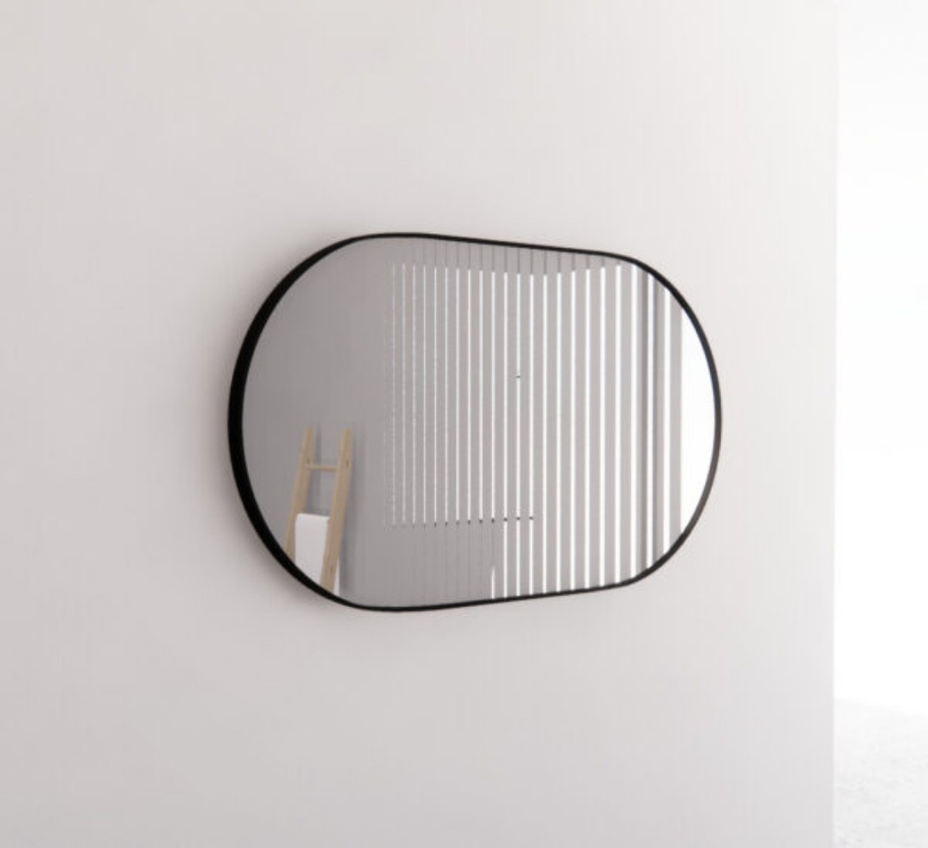 RIVA Oval Framed Mirror 1200x700mm - Matte Black