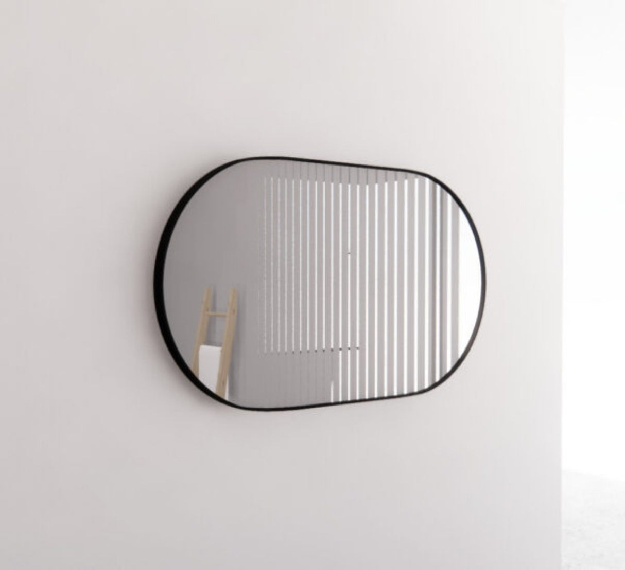 RIVA Oval Framed Mirror 1200x700mm - Matte Black