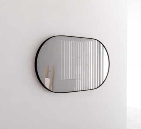 RIVA Oval Framed Mirror 1200x700mm - Matte Black