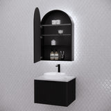 RIVA PARIS Matte Black ARCH LED Shaving Cabinet 605mm