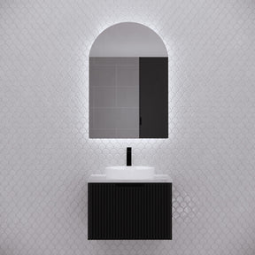 RIVA PARIS Matte Black ARCH LED Shaving Cabinet 605mm