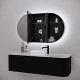 RIVA PARIS Matte Black Oval LED Shaving Cabinet 1200mm