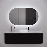 RIVA PARIS Matte Black Oval LED Shaving Cabinet 1200mm