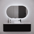 RIVA PARIS Matte Black Oval LED Shaving Cabinet 1200mm