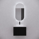 RIVA PARIS Matte Black Oval LED Shaving Cabinet 450mm