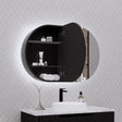 RIVA PARIS Matte Black Oval LED Shaving Cabinet 870mm