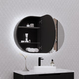 RIVA PARIS Matte Black Oval LED Shaving Cabinet 870mm