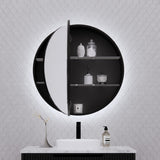 RIVA PARIS Matte Black Round LED Shaving Cabinet 800mm