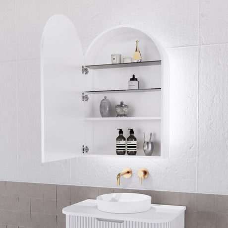 RIVA PARIS Matte White ARCH LED Shaving Cabinet 605mm
