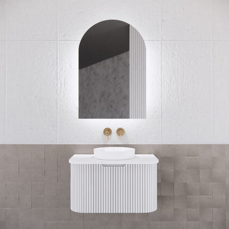 RIVA PARIS Matte White ARCH LED Shaving Cabinet 605mm