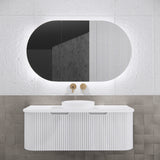 RIVA PARIS Matte White Oval LED Shaving Cabinet 1200mm