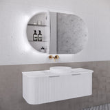 RIVA PARIS Matte White Oval LED Shaving Cabinet 1200mm