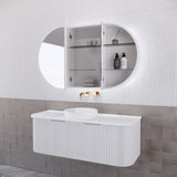 RIVA PARIS Matte White Oval LED Shaving Cabinet 1200mm