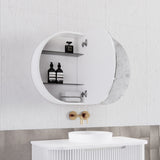 RIVA PARIS Matte White Oval LED Shaving Cabinet 1200mm