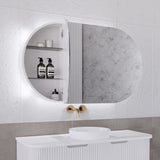 RIVA PARIS Matte White Oval LED Shaving Cabinet 1200mm
