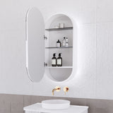 RIVA PARIS Matte White Oval LED Shaving Cabinet 450mm